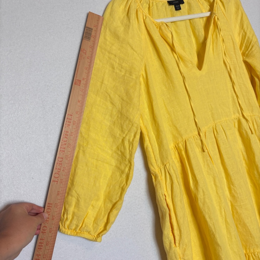 J. Crew 100% Linen Tiered Butter Yellow Dress Size Small XSmall - Picture 11 of 14